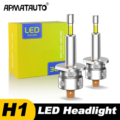 2 uds H1 H3 bombilla de faro LED Mini 360 tamaño 30000LM CSP para luz de faro de coche faros antiniebla de diodo automático 12V 6000K automóvil