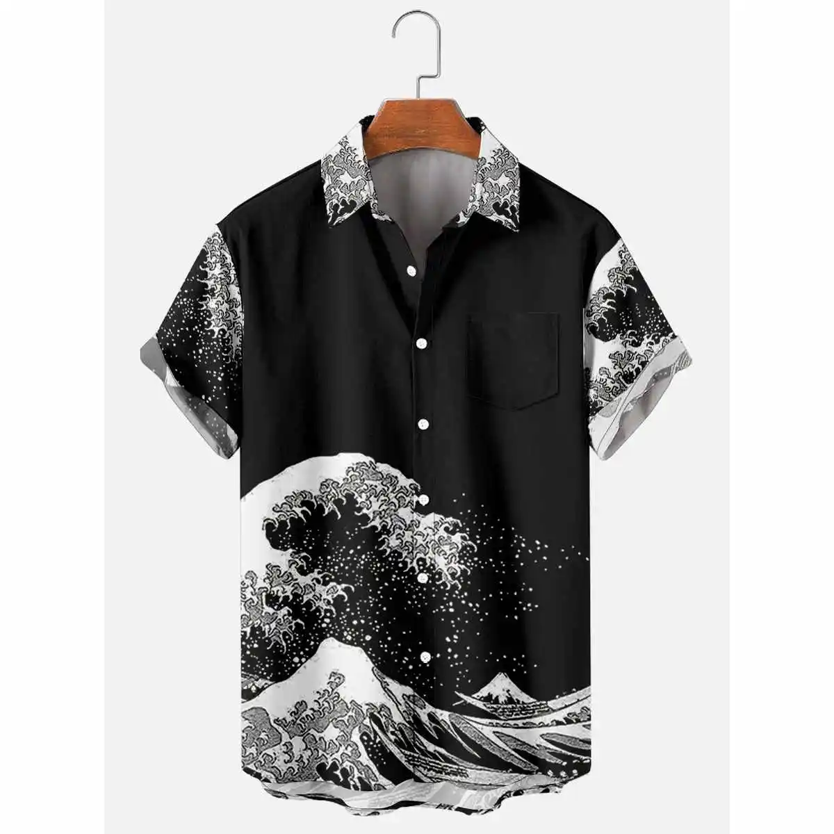 

Ukiyoe Print ort Sve irt Мужская японская смесь хлопка с цветочным узором Youth Faion Summer irt Flat Iron Treaent