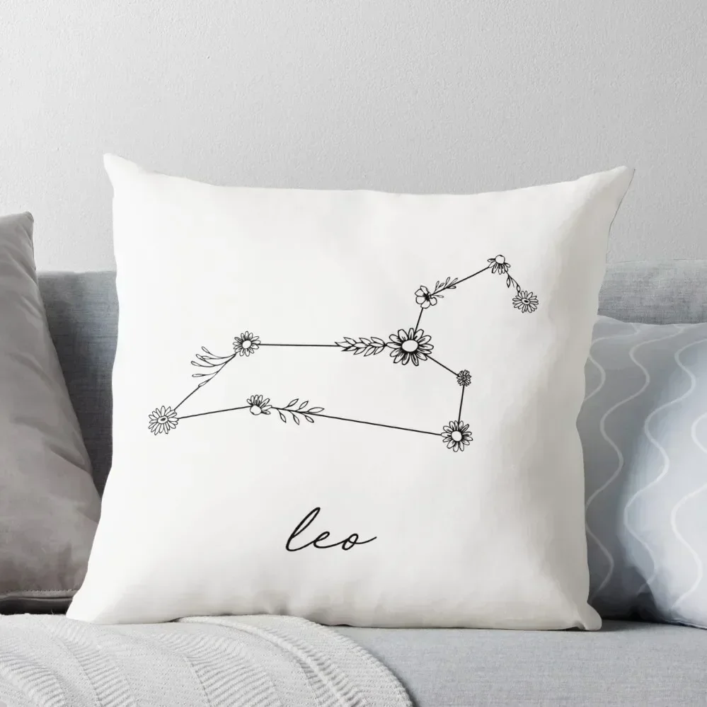 

Leo Zodiac Wildflower Constellation Throw Pillow Decorative Cushion pillow cover christmas Sofa Cushion Cover pillow