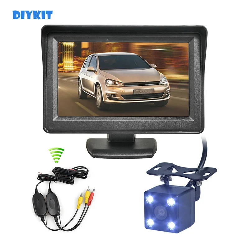 

DIYKIT 2.4G Wireless 4.3inch TFT LCD Car Monitor Rear View Kit Reversing HD LED Camera Parking Assistance System Kit