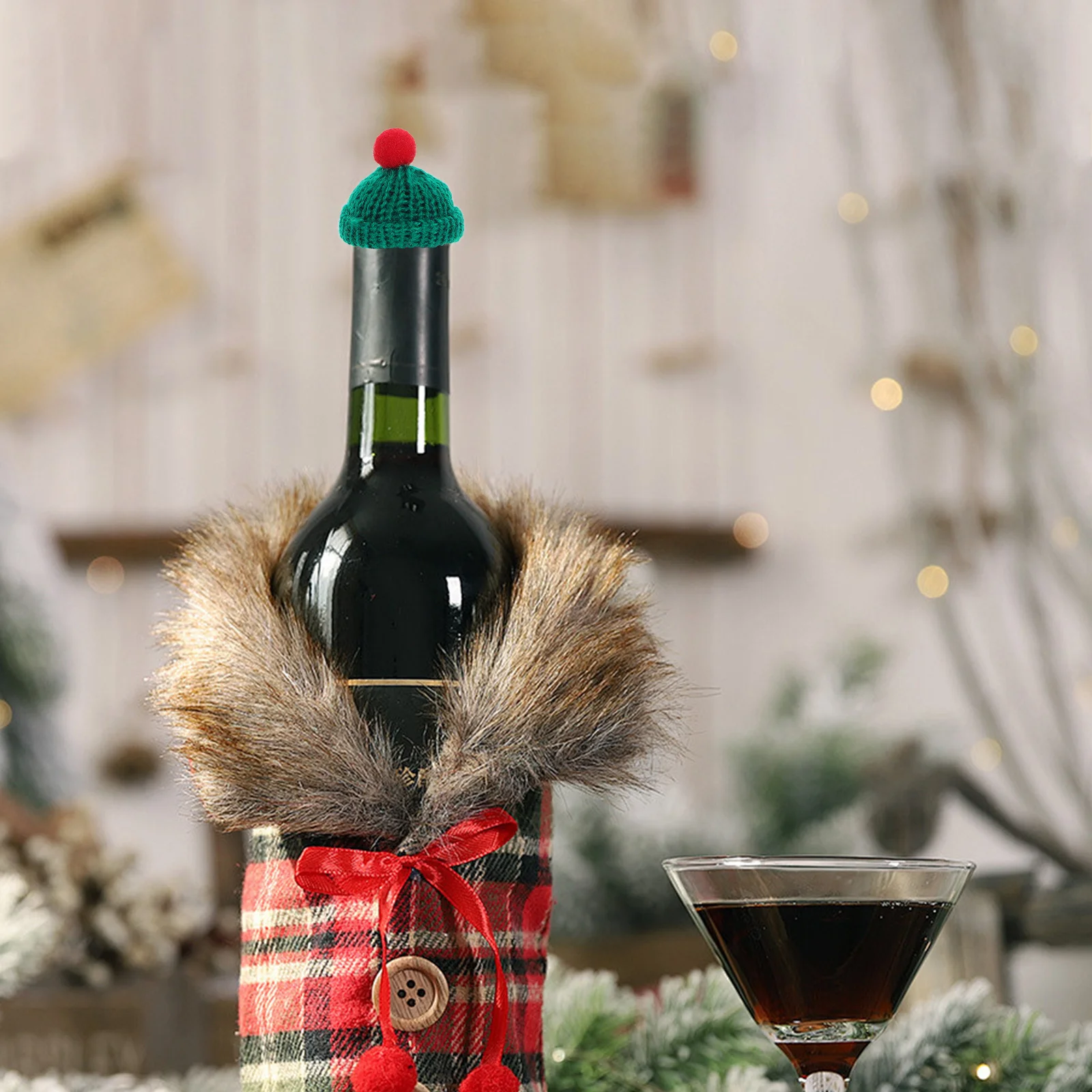 

60Pcs Mini Knit Hats Tiny Woolen Beanies Assorted Colors Craft Mini Ornament Hats for Christmas Decoration Knitted Yarn Hat