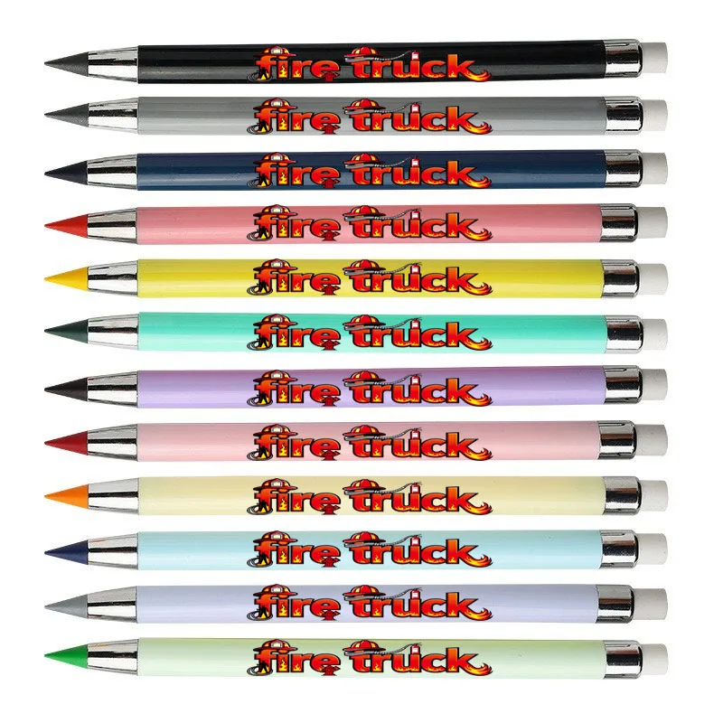 

12pcs Fire Truck Fire Equipment Elements Eternal Pencil Creative Fire Truck-shaped Colored no-sharpening pencil