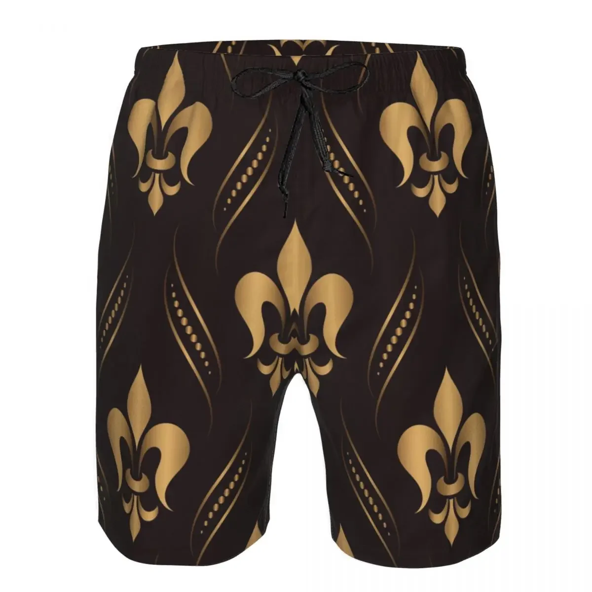 Summer Men's Swimwear Shorts Damask Golden Beachwear Swim Trunks Men Swimsuit