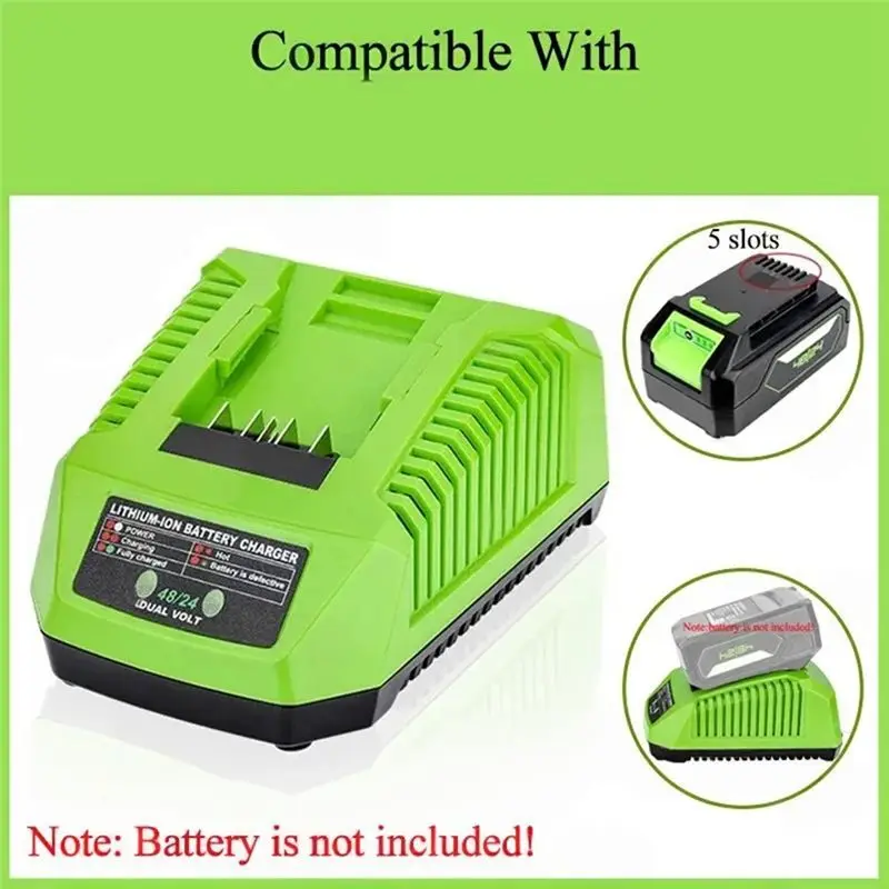 ABGI Fast for Greenworks 24V 48V Battery Dual USB 5V 2.1A Power Tool LED Display US Plug