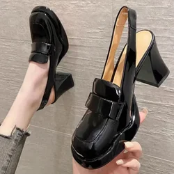 Ladies Shoes 2023 New Round Head Slingbacks Ladies High Heels Spring Autumn Fashion Sandals Slip on Shoes Women Platform Pumps