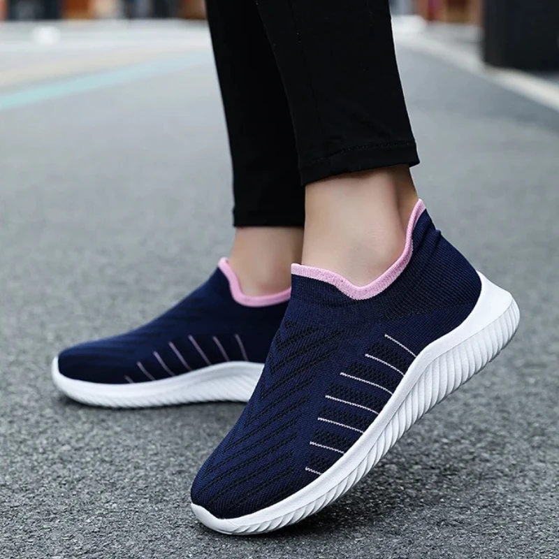 

Женские кроссовки, модные носки, повседневная синяя летняя вязаная вулканизированная обувь, кроссовки Tenis Feminino 219, мужская спортивная обувь