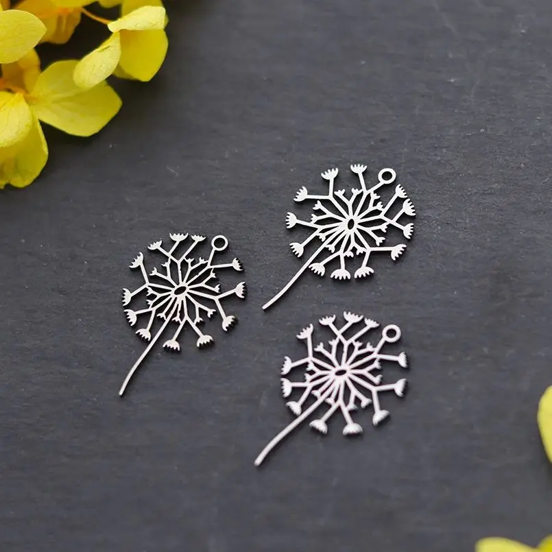 3pcs Exquisite Lucky Dandelion diy Charms Stainless Steel Pendant Handmade Tassel Earrings Women Girl Jewelry Making Accessories