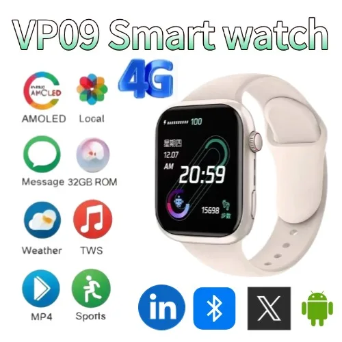 

Флагманские умные часы VP09 4G 5G Dual SIM Android OS GPS-навигация WIFI 8MP вращающаяся камера Google Services для мужчин и женщин