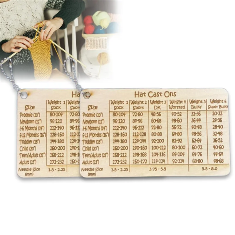 IALJ-3.5 X 5 Inch Easy-Stitch Calculator Untuk Merajut - Alat Pengukur Kayu Buatan Tangan, Ideal Untuk Proyek Topi