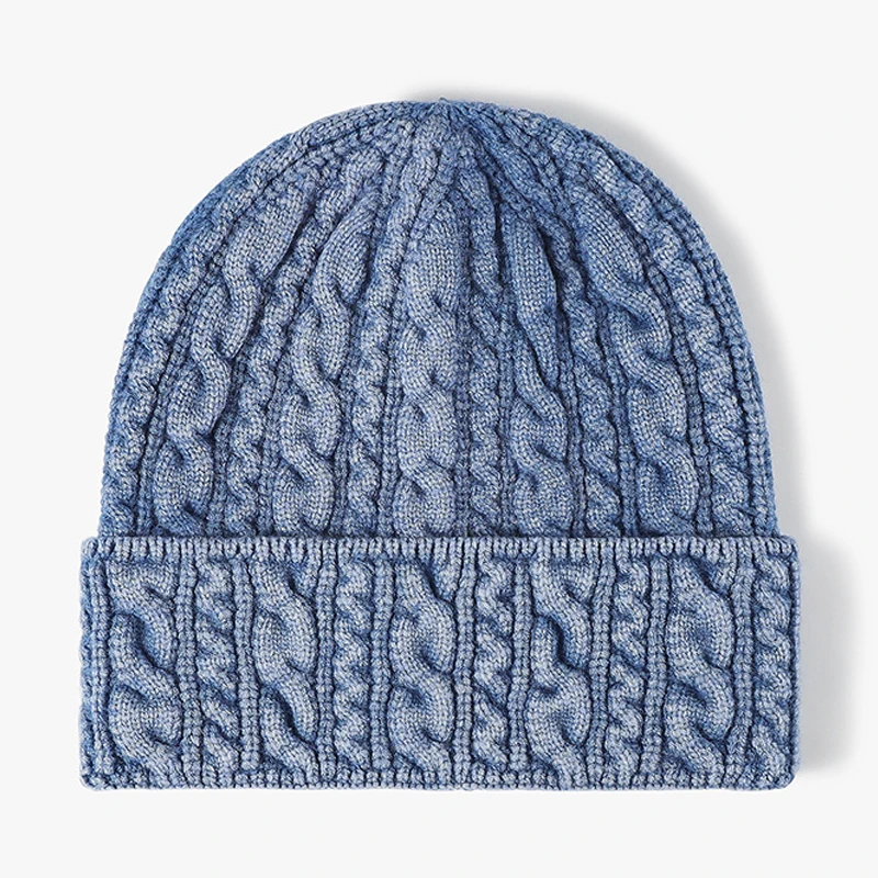 large knitting beanies for women men autumn winter hats vintage faded twist knit skullies bonnets thick winter cap