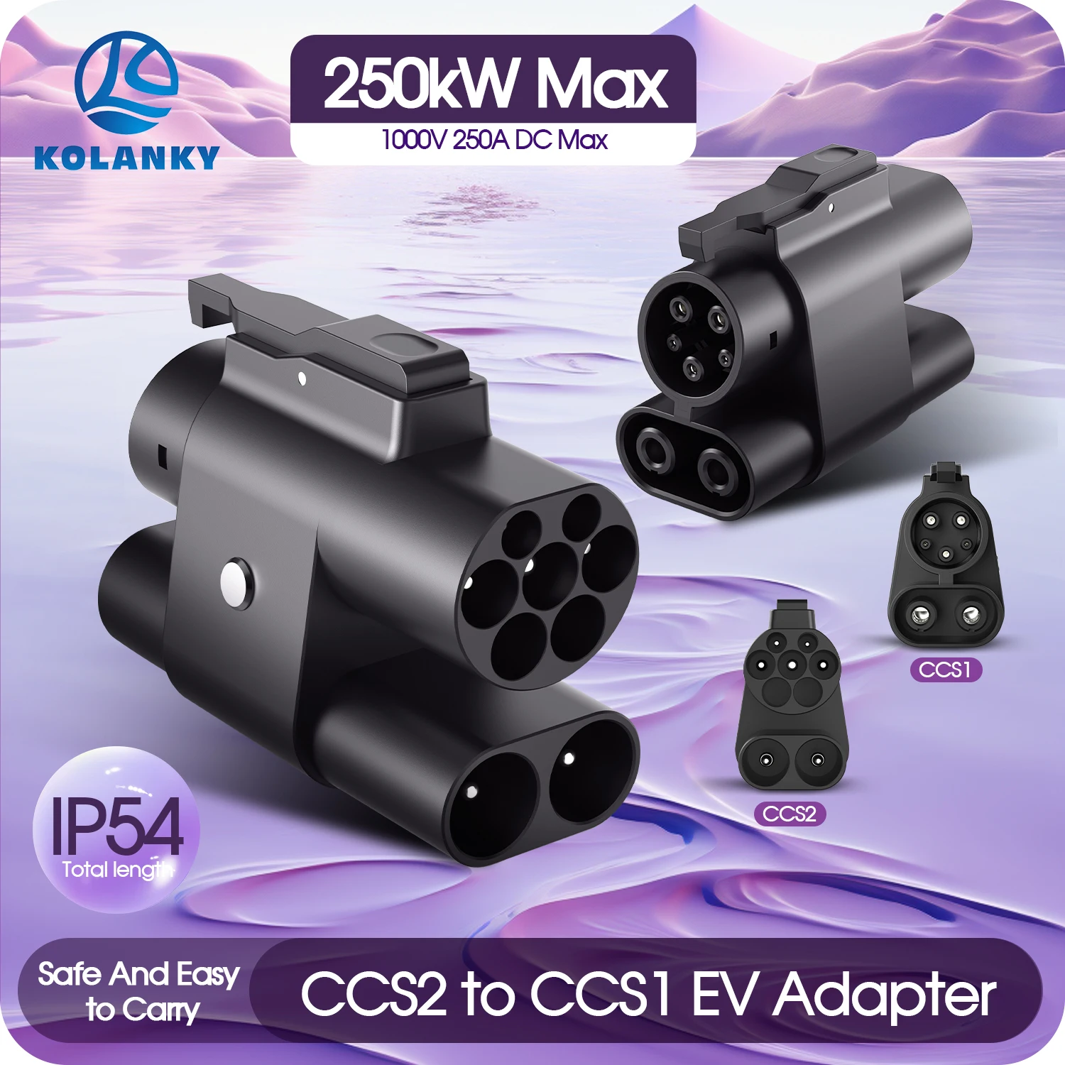 Kolanky EV Charger Adapter Fast Charging CCS2 To CCS1 250kw Max For Electric Vehicle Cars