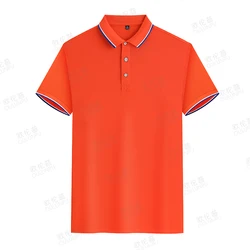 Polo Shirt Man Ice Cotton Fabric Orange Yellow Black White Red Pink Color Summer Tops