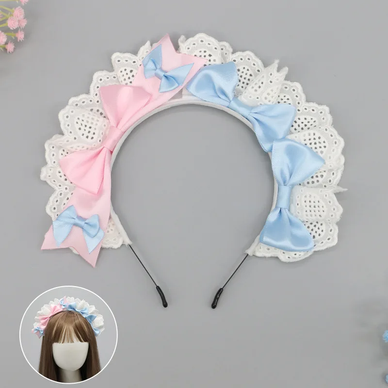 Maid Bowknot Lace Cosplay Headwear Woman Sweet Lolita Decoration Headdress Comic-con Dress Up Headband Party Costume Accessories