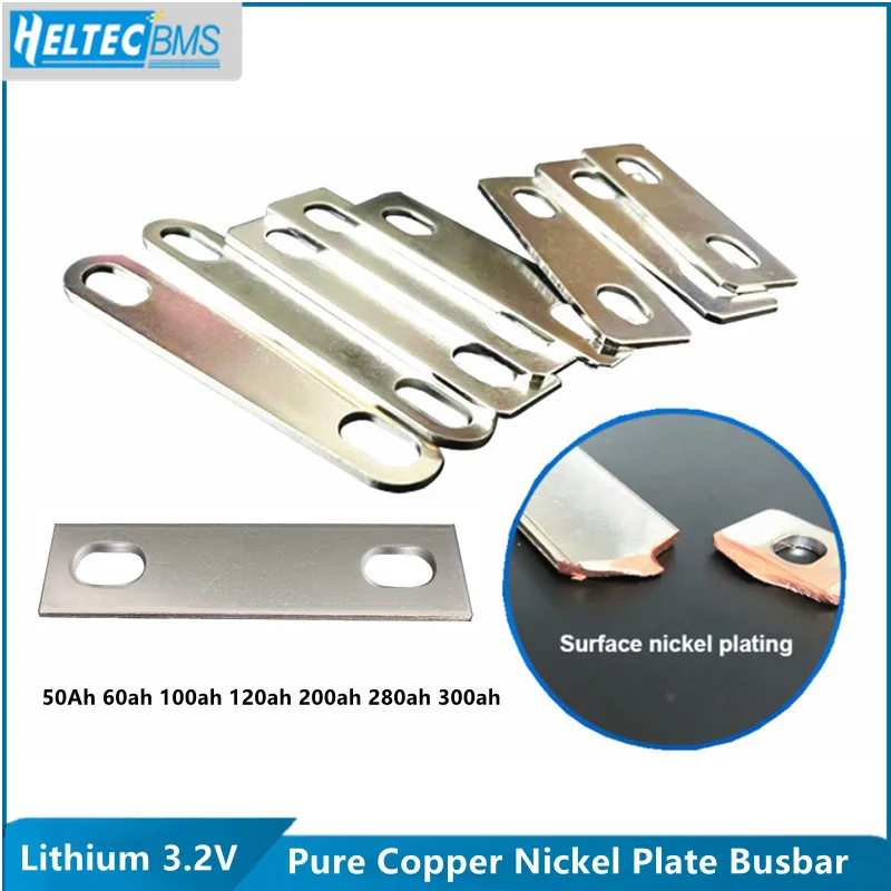 Pure Copper Nickel Plate Busbar For Lithium 3.2V 50Ah 60ah 100ah 120ah 200ah 280ah 300ah Lifepo4 Battery Cell Connector