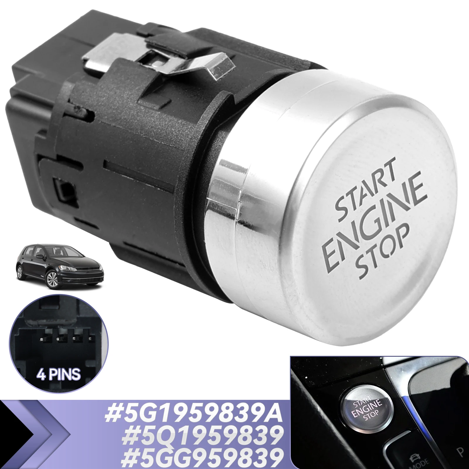 Car Engine Key Start Stop Button Ignition Switch For VW Golf 7 MK7 2013-2017 Keyless Start Switch 5G1959839A 5Q1959839 5GG959839