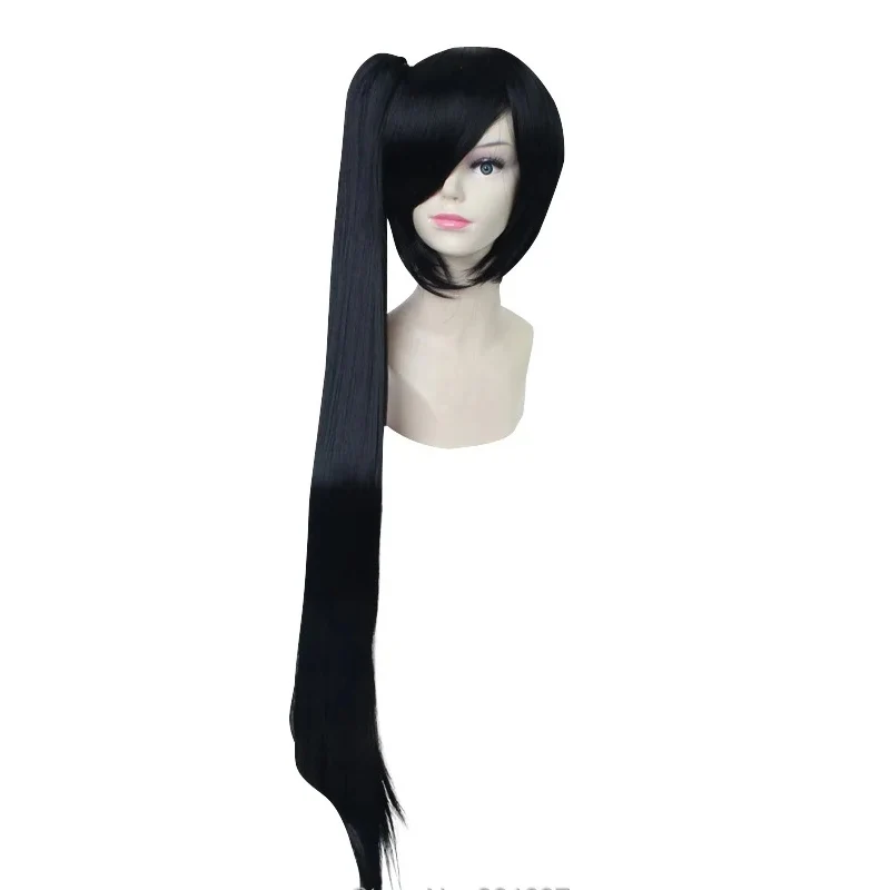 

ccutoo Black Long Straight Synthetic Hair Akali Cosplay Wigs Single Removable Chip Ponytail