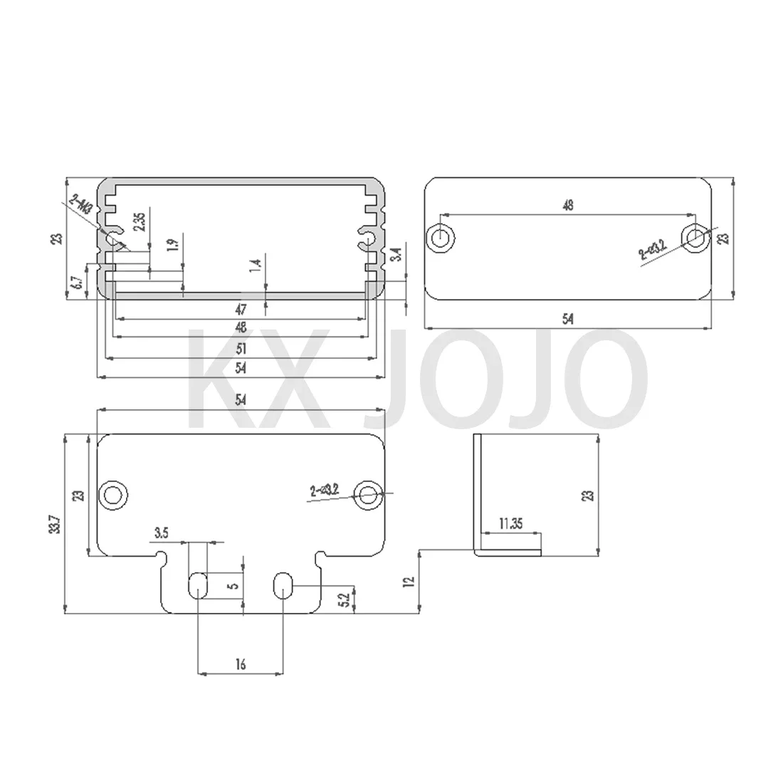 Aluminum Enclosure 54*23*80mm Integrated Waterproof Box Silver/Black Profile Shell Electronic Components Shell