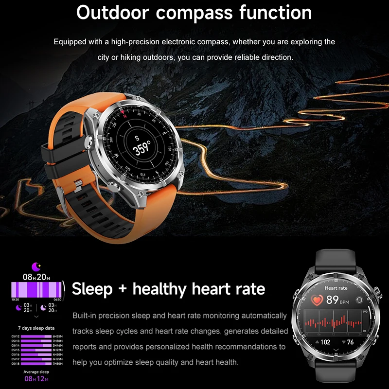 New For Xiaomi Diving Smart Watch Men AMOLED Screen 3ATM Waterproof Heart Rate Compass Sports Fitness Bluetooth Call Smart Watch
