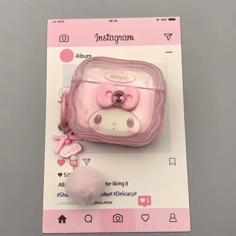 

Hello Kitty My Melody Cute Headphone Case for Airpods 4 1 2 3 Pro 2 3 Wireless Bluetooth Headphone Case with Pendant Girls Gift