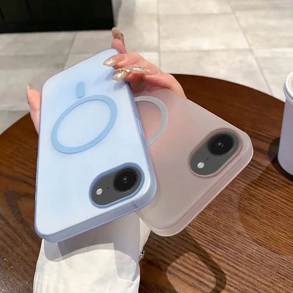 حافظة أصلية غير لامعة لهاتف Magsafe لهاتف آيفون 17 Air 16E 16 15 14 13 12 11 Pro XR X XS Max Plus غطاء كمبيوتر صلب مغناطيسي شفاف