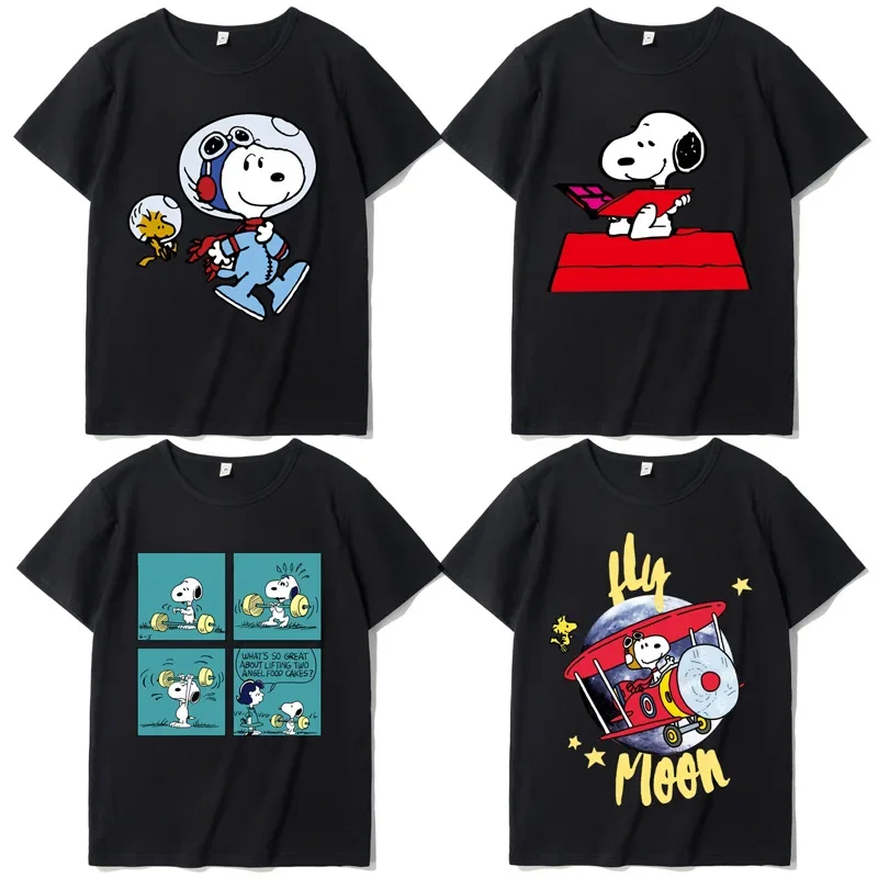 Snoopy Top Anime  Fashion Cartoon T-shirt Y2k T Shirt Short Sleeve Couple T-Shirt O Neck Top Summer Oversized Cotton Tee