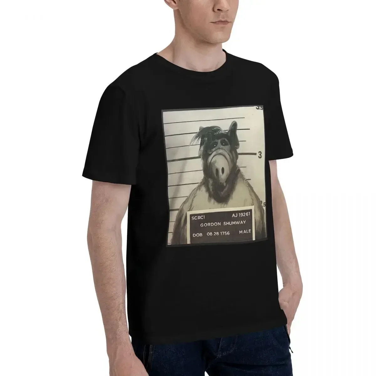 Alf Mugshot Classic 100% Cotton Casual Breathable Confortable Clothes Men's T-Shirts Clothes Men