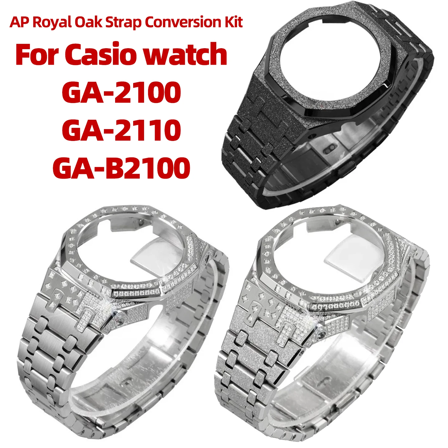 Modified AP Country Oak Frost Gold Set GA-2100/GA-2110/GA-B2100 for Casio Metal Fancy Diamond-Studded Strap Watch Case