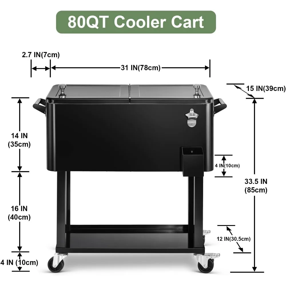 Imagem -04 - Edostar-rolling Ice Chest Cooler Carrinho Beber Bebidas Bar Stand up Trolley Pátio Quintal Party 80 Quart