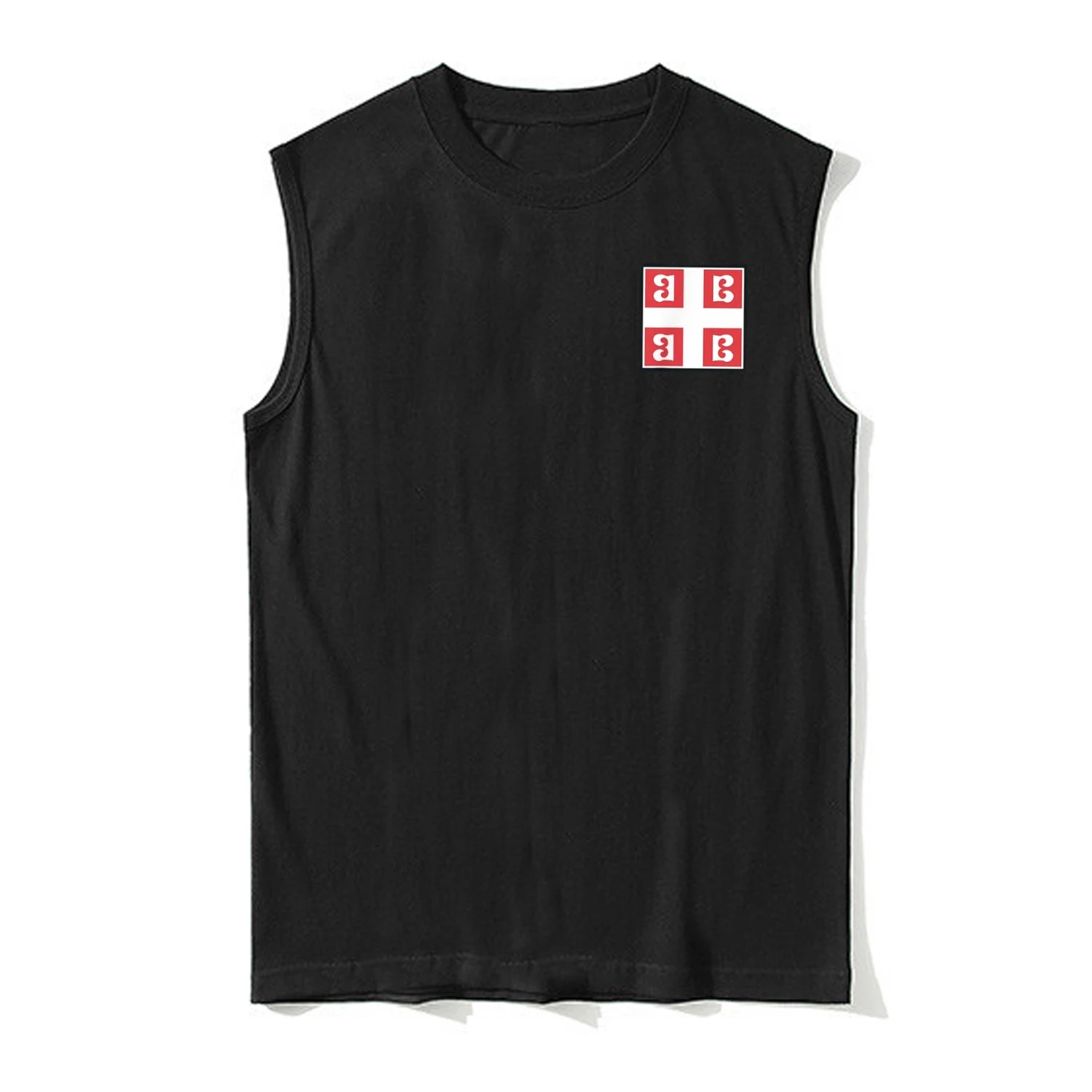 Serbia Orthodox Church Serbian Cross Flag Coat of Arms Tanktop 100% Cotton O-Neck Summer Casual Mens Vest Sleeveless T-shirt