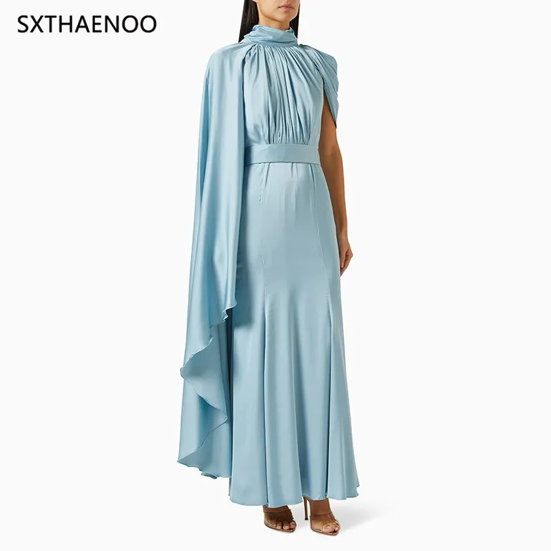 

SXTHAENOO однотонные платья на шнуровке для женщин, шикарное платье с круглым вырезом, рукавом на одно плечо, высокой талией, со складками в стиле пэчворк, женское