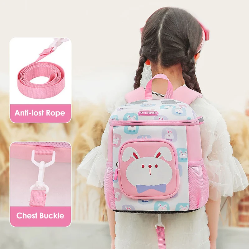 Mochilas escolares de conejo rosa para niñas, Mochila Escolar de guardería, bolsa de libros para niños, bolsas Kawaii de dibujos animados