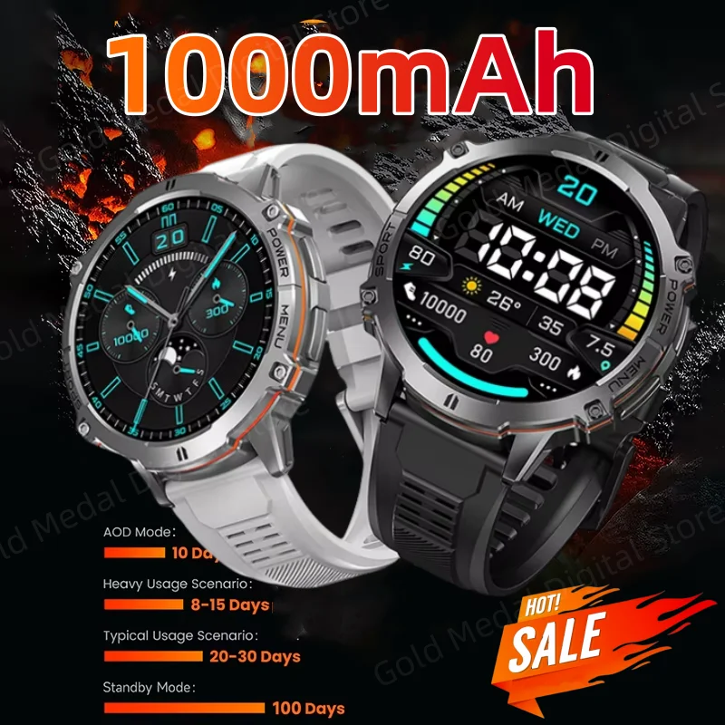 

Smart Watch 1000mAh Battery 5ATM Waterproof GPS Compass Bluetooth Call AMOLED Screen HD Men Sports Smartwatch For Xiaomi