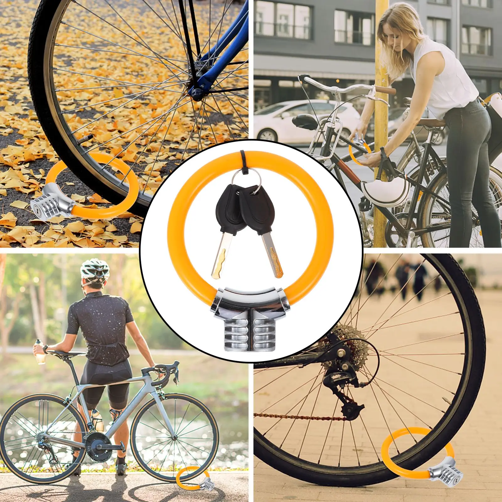 

Mini Ring Lock Steel Cable Mountain Bike Thickened Alloy Shaped Orange Security