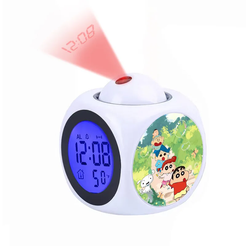 

Crayon Shin-chan Digital Projection Alarm Clock LED Display Time & Temperature Anime Projector Clock for Kids & Students Bedroom