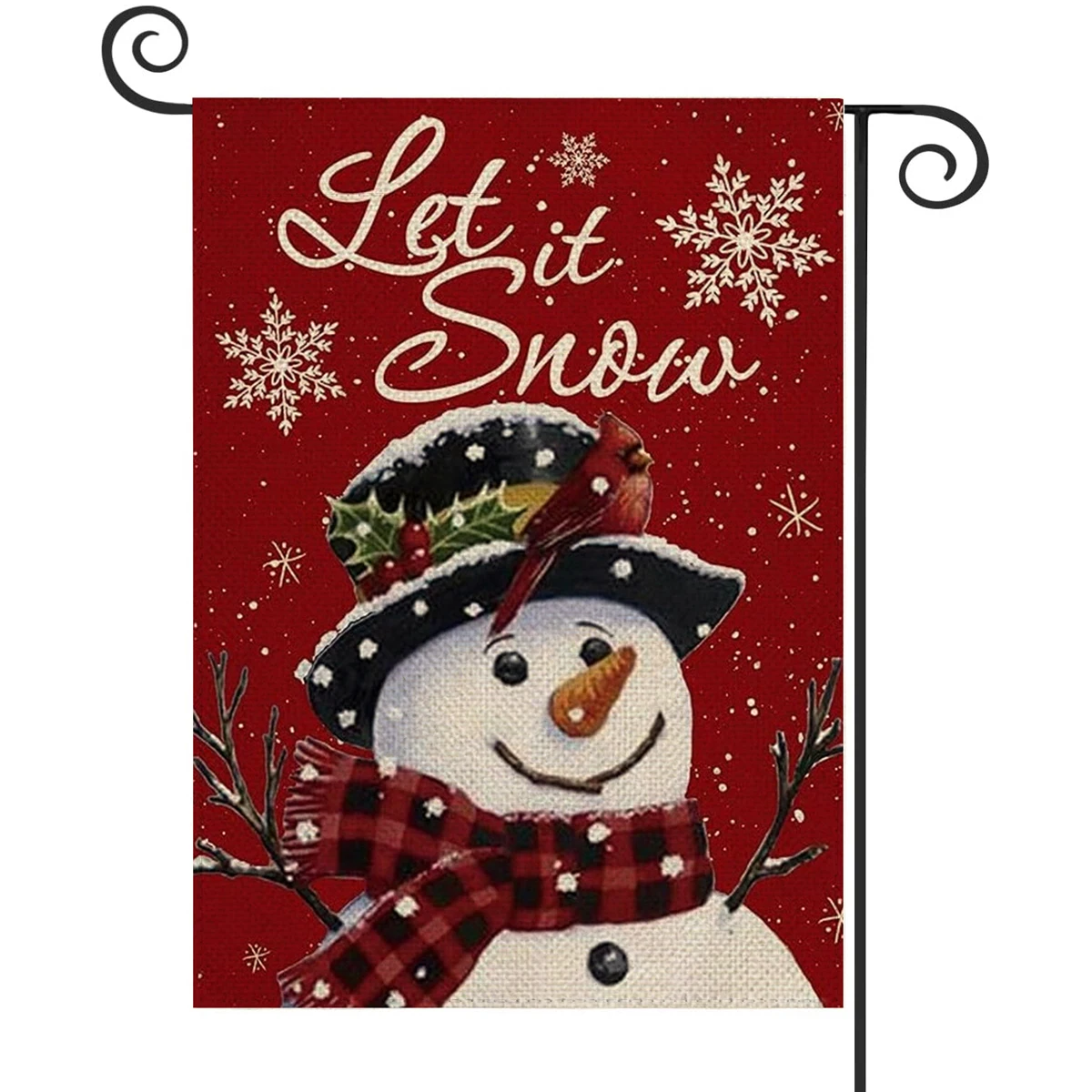 1PC  Let It Snow Pattern Linen Cotton Garden Flag Banner Indoor Outdoor Home Garden Hanging Decor