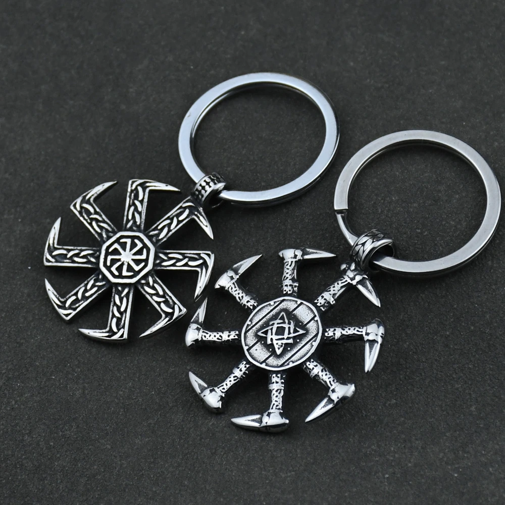 Viking Kolovrat Knot Keychain Nordic Talisman Runes Pendant Slavic Scandinavian Jewelry Men Punk Amulet Gift Dropshipping