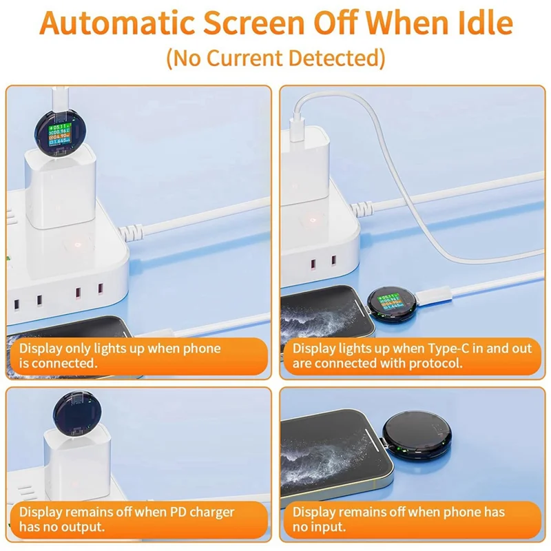 A03Q-USB C اختبار مقياس الطاقة، USB المتعدد الجهد الحالي أمبير فولت الكاشف اختبار رقمي لشواحن كابل بنك الطاقة