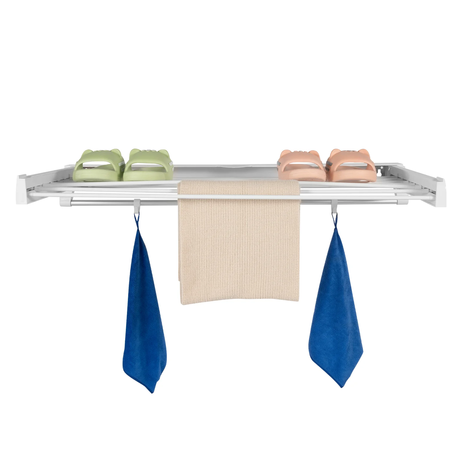 

Wall Mounted Pull-Out Clothes Hanger For Drying Room, Foldable White
