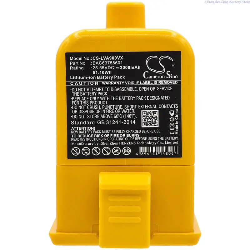 Imagem -02 - Orangeyu-bateria de Aspirador para lg Cabo Zero a9 Cabo Zero a9 Plusa9ma958a958sk 2000mah Eac63758601