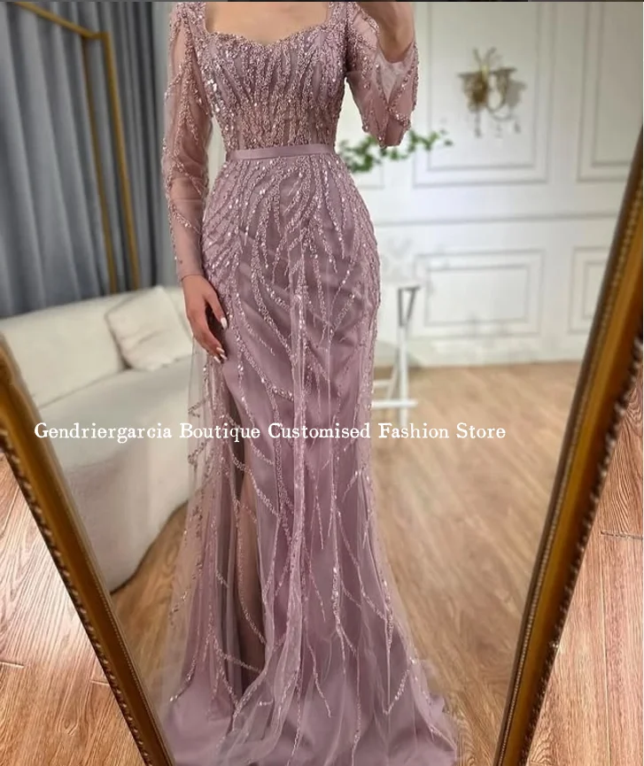 Mode Bruiloft Moeder van de Bruid Jurken Roze Kralen Geappliceerd Tule vrouwen Party Prom Custom vestido invitada boda