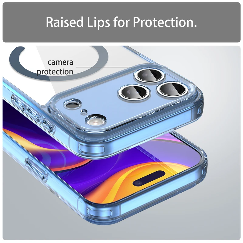 Case For iPhone 18 17 Pro Max ELVEV Magnetic Airbags Shockproof Hard PC + Soft TPU Non SlipTransparent Protective Phone Cover