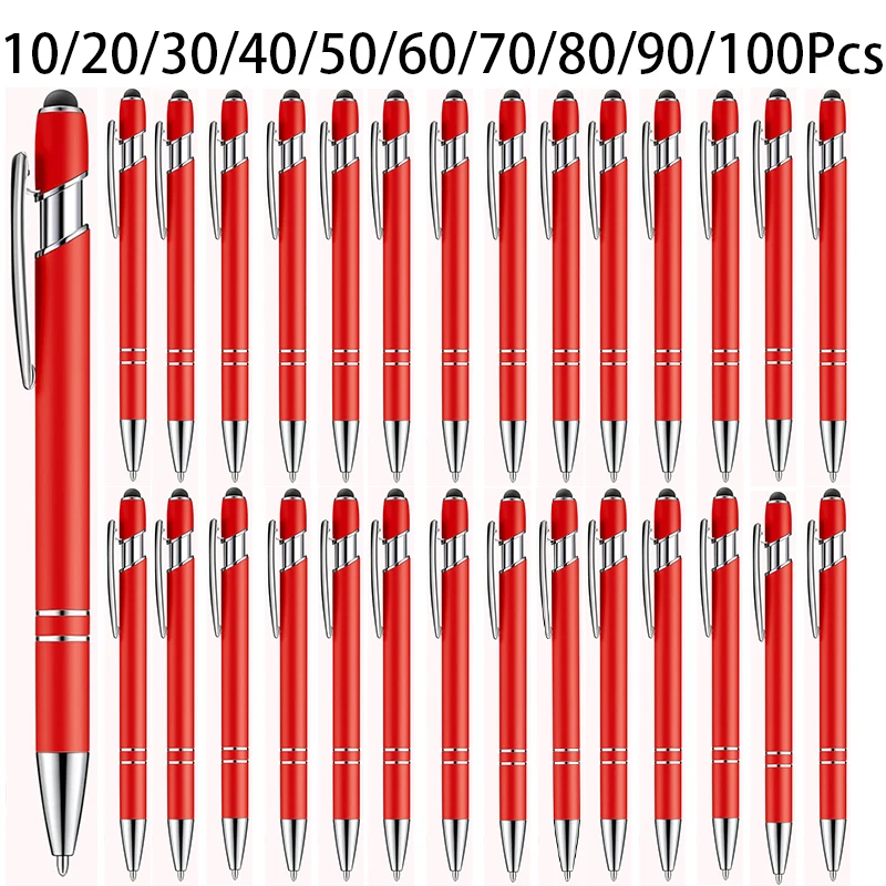 

10-100Pcs Multifunction Ball Pen with Stylus Tip Soft Touch Screen Pen 2 In 1 Metal Ballpoint Pens