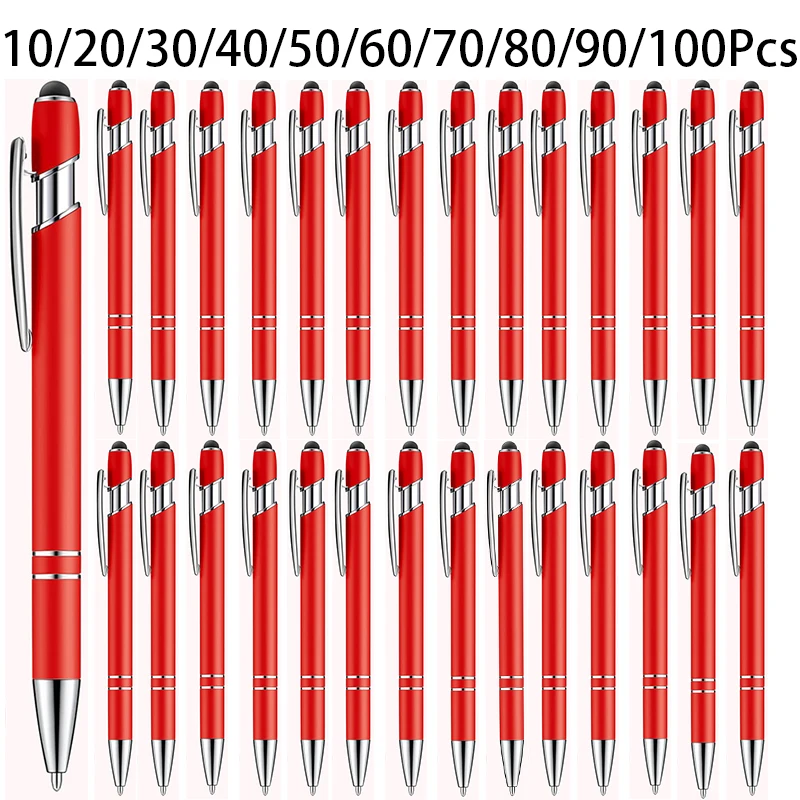 

10-100 шт. многофункциональная шариковая ручка с наконечником стилуса ручка для мягкого сенсорного экрана 2 в 1 металлические шариковые ручки