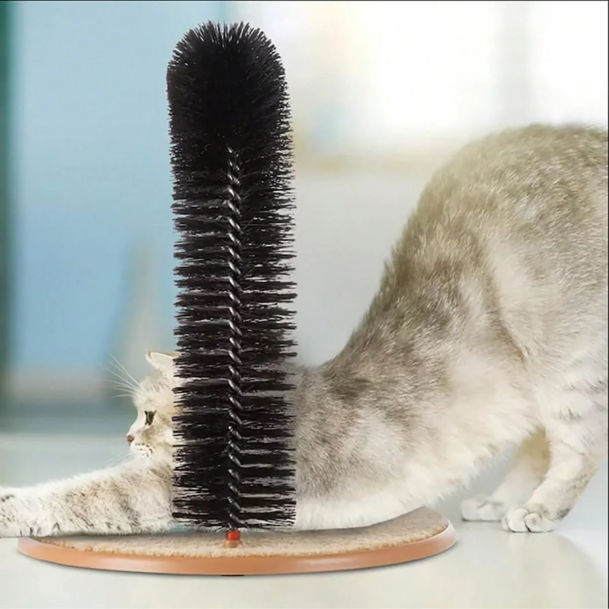 Cat Toy Arch Self Groome Pamper Feline with A Massage Grooming Rubbing Brush with Scratching Pad Toy for Cats Interactive Toys