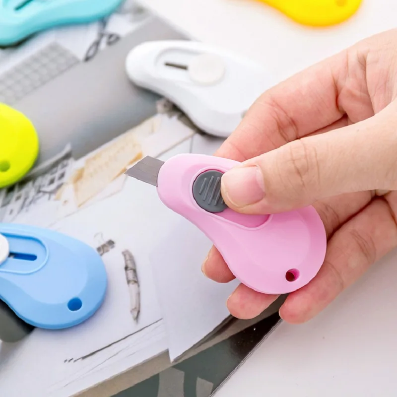Mini Retractable Utility Knife Box Cutter Letter Opener Pocket Knives Colorful Mini Slides Open For Small Box Opening Diy Crafts