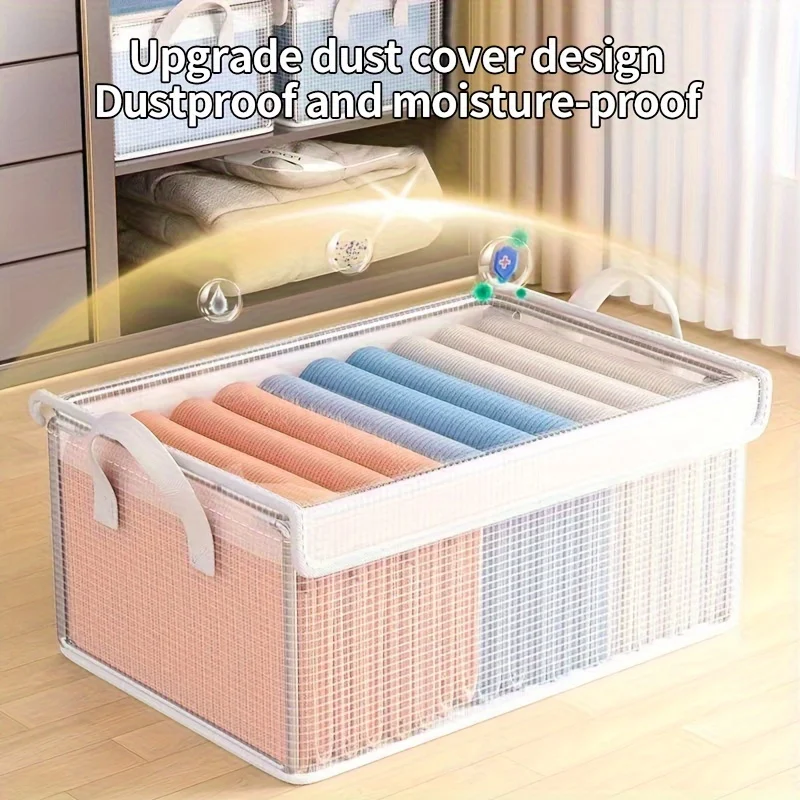 

2pcs Foladable Clothes Storage Box With Cover Closet Storage Box For Underwear Socks Moisture Dustproofwardrobe Organizer