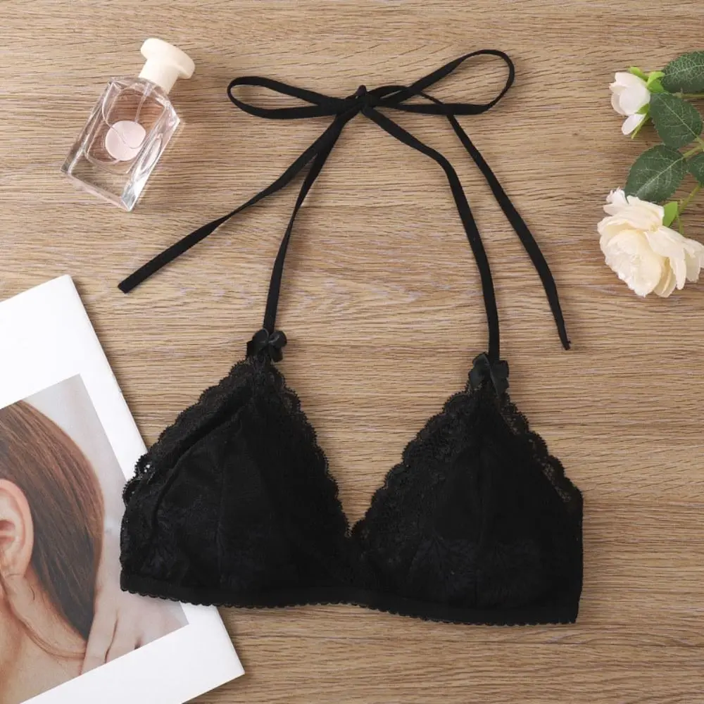 Comodo reggiseno push up in pizzo con scollo a V profondo senza fili con lacci alla caviglia, intimo sottile anti-cedimento, regali per le donne