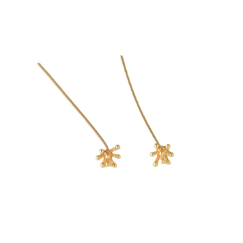 4pcs copper plated 18K gold flower core stamen ball needle DIY hand made jewelry hair decoration basic accessories materials