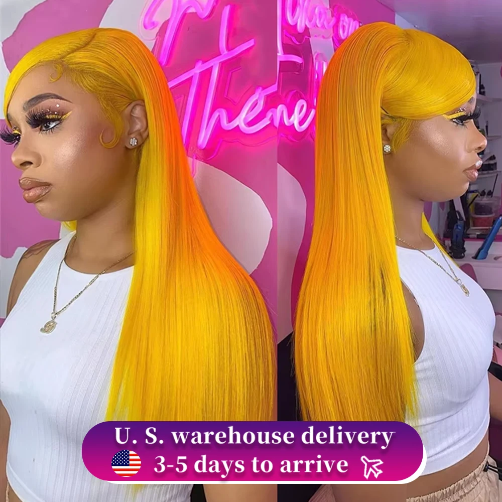 Yellow Colored Transparent 13x4 13x6 Hd Lace Front Wigs Brazilian Remy Human Hair Wig 613 Pre Plcuked Lace Frontal Wig For Women