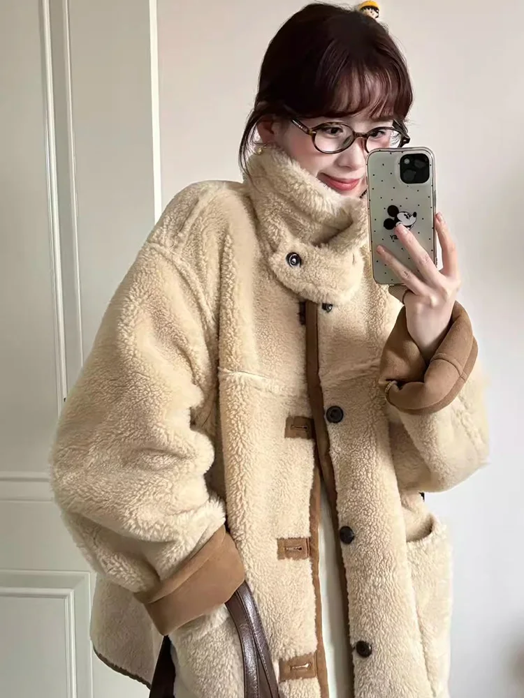 

Soft Nubu Lamb Fur Jaet Women's Sle 2026 Winter New Double-Sided Wear Leather Fur Inteated Small Size Top Cleanfit